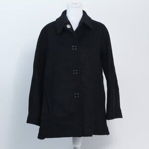 Acne Studios Women's Black Wool Blend Button Up Overcoat, Size 34